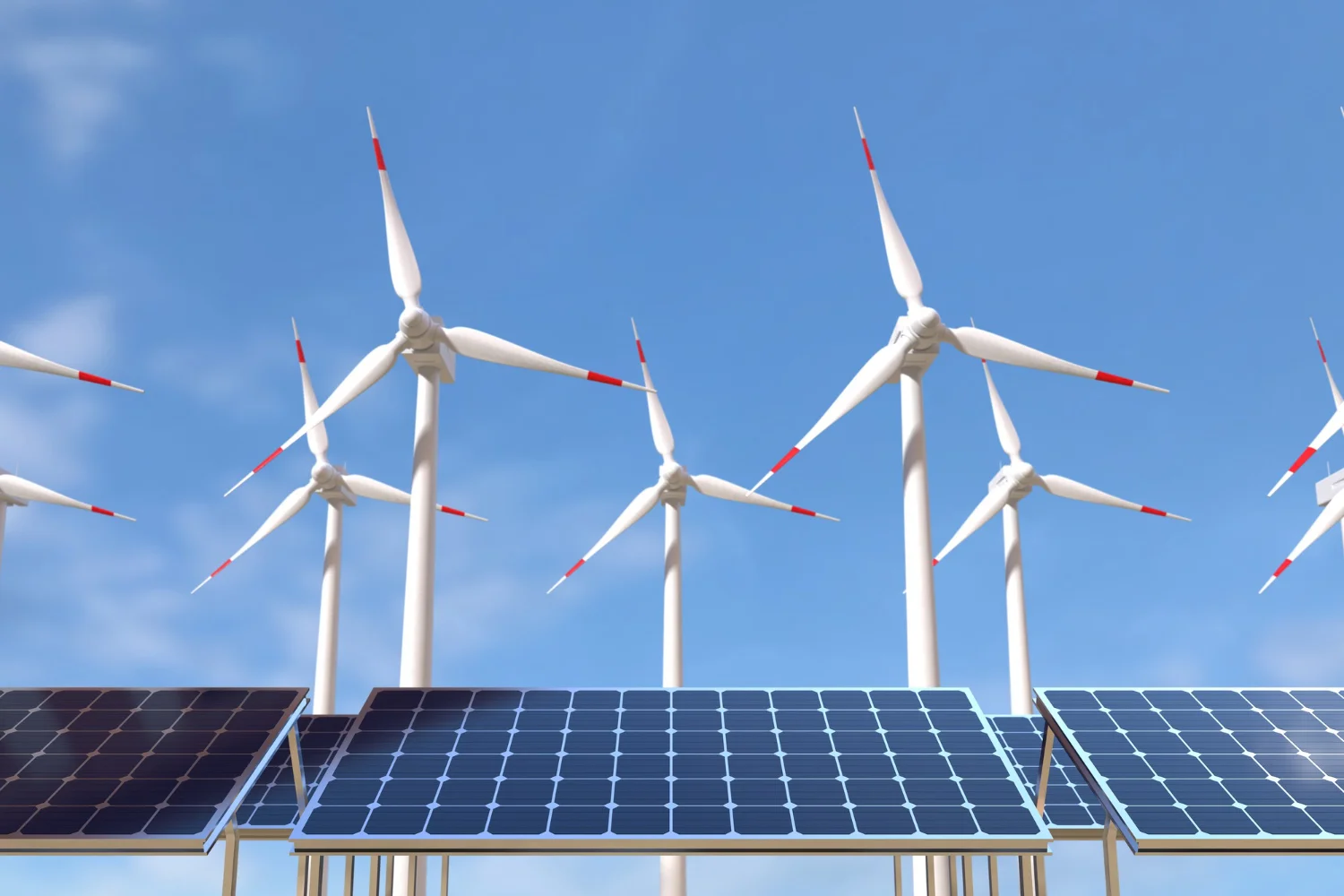 Paneles solares y turbinas eólicas